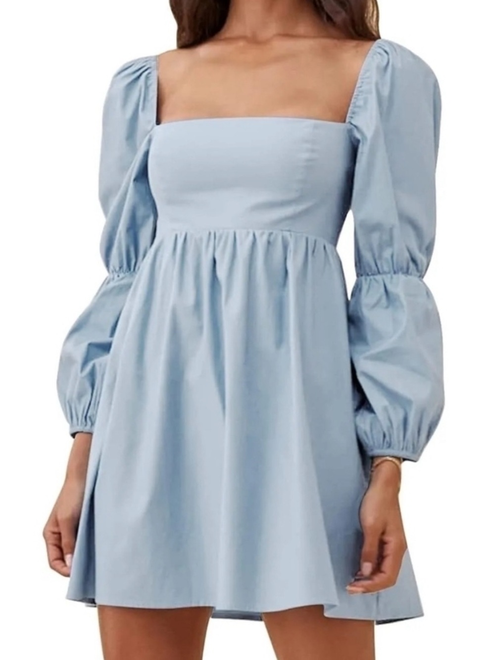 NWT! ‘EXLURA’ Light Blue Square Neck Mini Dress